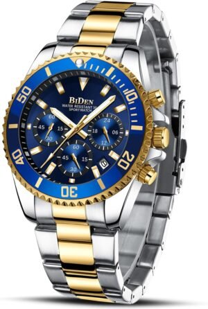 BIDEN Mens Watches Chronograph Stainless Steel Waterproof Da...