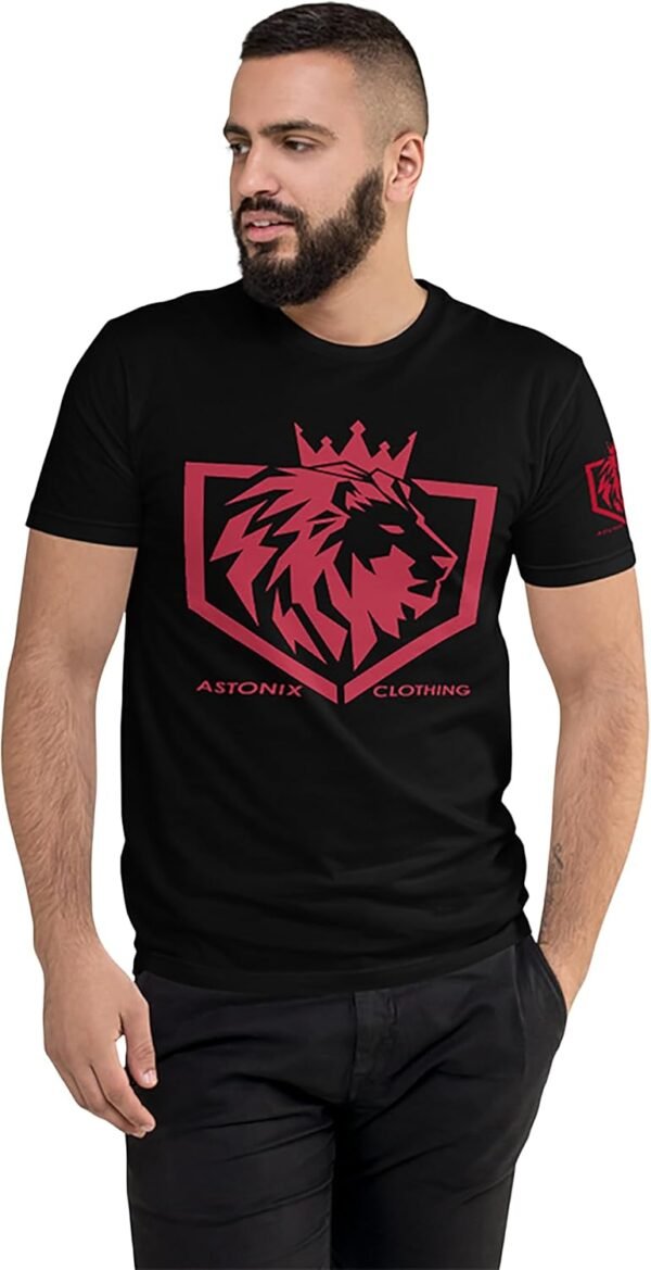 Astonix Clothing Men's Crown Lion Logo T-Shirt, Pre-Shrunk F...