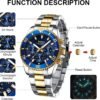 BIDEN Mens Watches Chronograph Stainless Steel Waterproof Da...