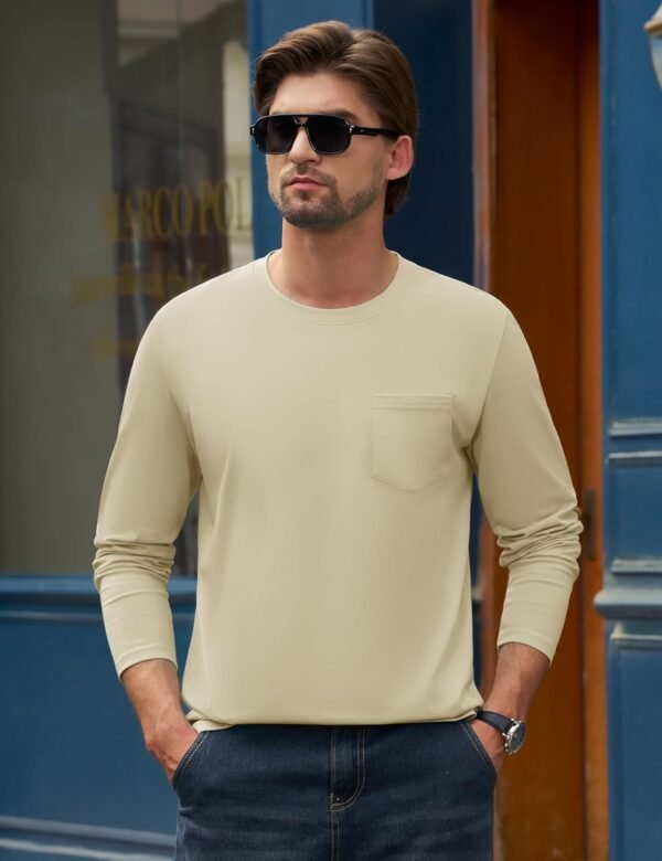 Cotrasen Men's Long Sleeve T-Shirts Cotton Casual T Shirts f...