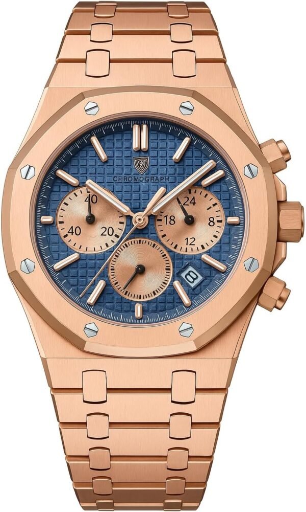 Watches for Men Titan Steel Chronograph – Bold Rose Gold Men...