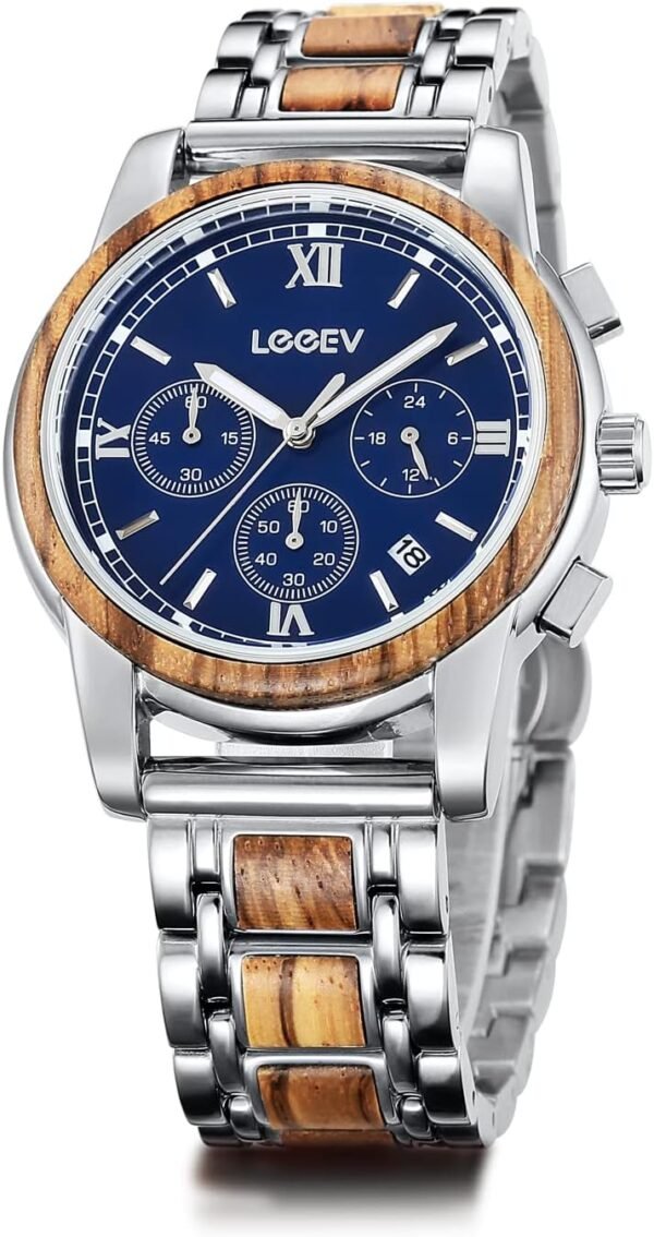 Wooden Men Watches Luxury Stylish Watch Wood & Stainless Ste...