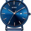 BUREI Men's Fashion Minimalist Wrist Watch All Black Waterpr...