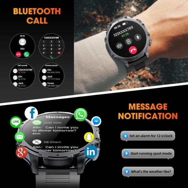 Military Smart Watch for Men (Answer/Make Call), 1,85" HD To...