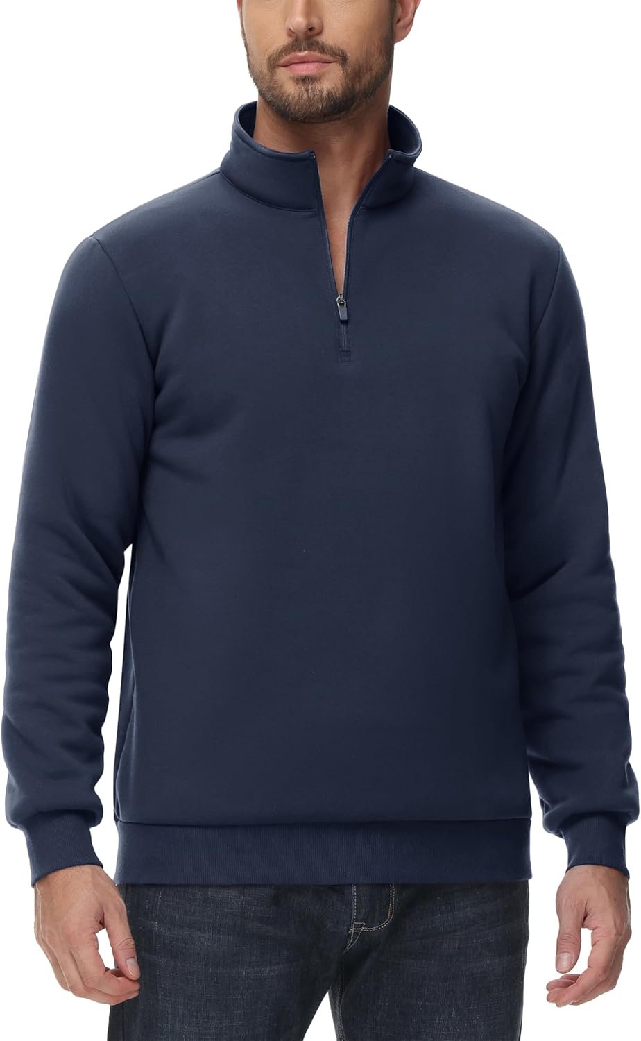 TACVASEN Men's Quarter Zip Sweatshirt Sherpa Lined Fleece Zi... - Image 3