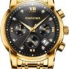 PINDOWS Watches for Men Diamond Date Calendar Quartz Watches...