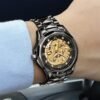 OLEVS Gold Watches for Men Luxury Automatic Dragon Skeleton ...