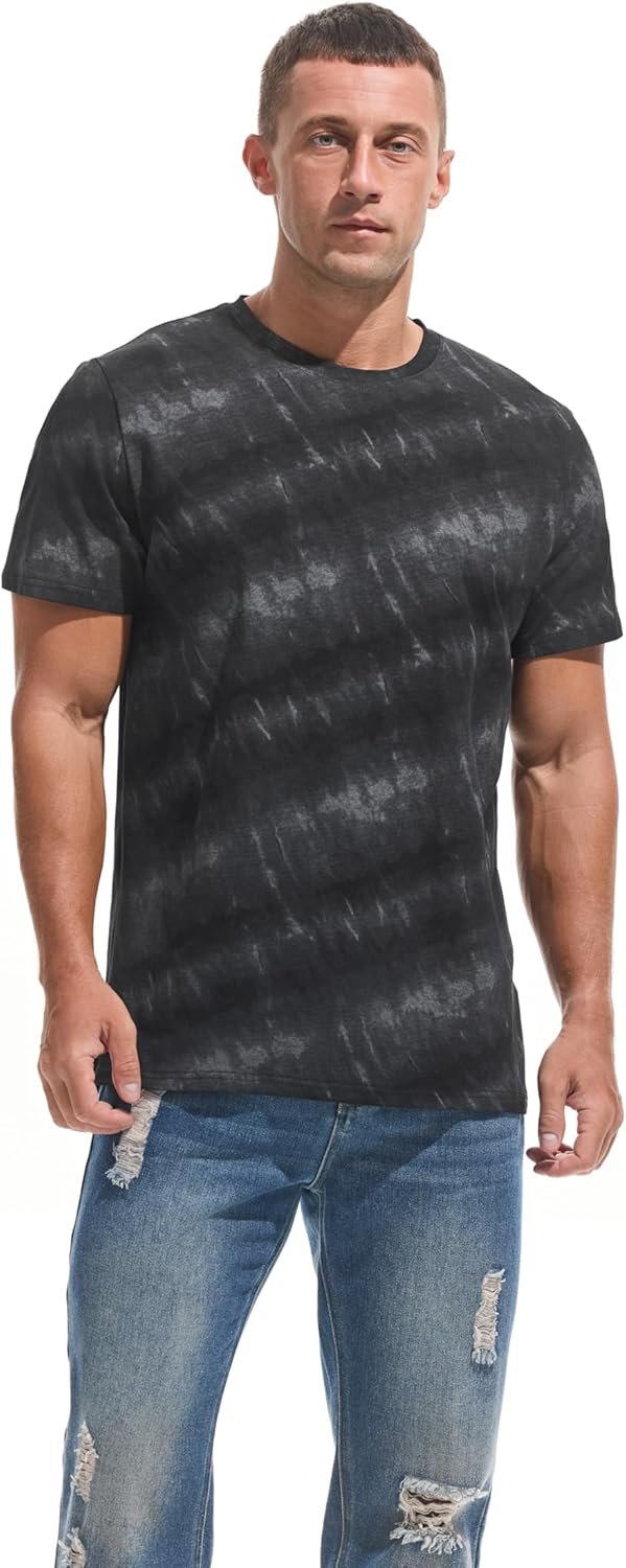 VEIISAR Men's Crew Neck T Shirt - Fitted Elastic Tees Fresh ...