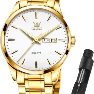 OLEVS Mens Gold Watches Waterproof Stainless Steel Lightweig...