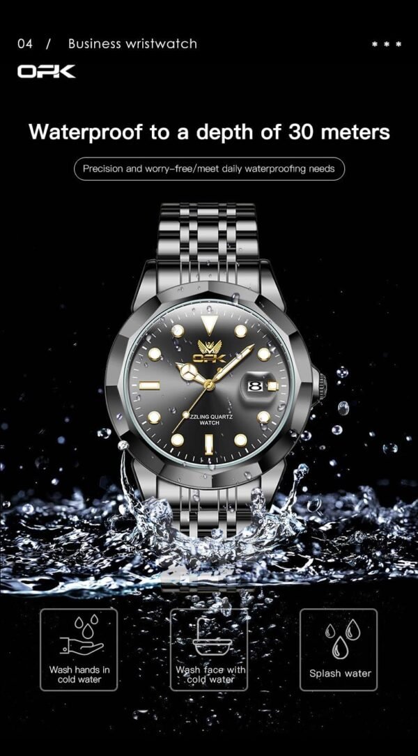 OPK Mens Watch Business Dress Large Analog Stainless Steel W...