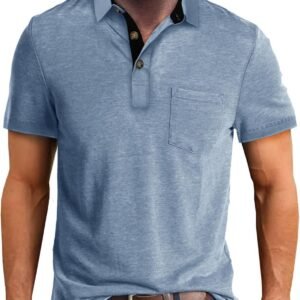Men Polo Shirt Short Sleeve Casual Classic Cotton Summer Col...