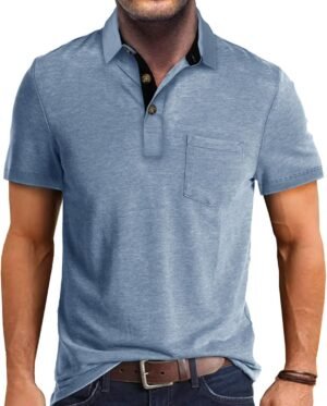 Men Polo Shirt Short Sleeve Casual Classic Cotton Summer Col...