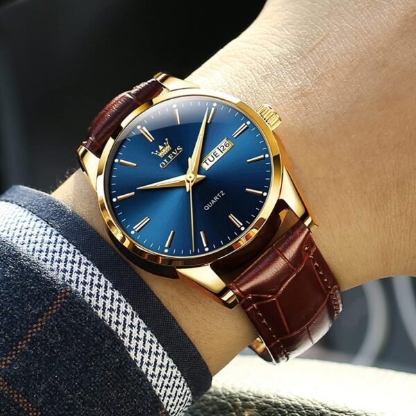 OLEVS Amazon Watches,Brown Leather Watch for Men,Men Day Dat...