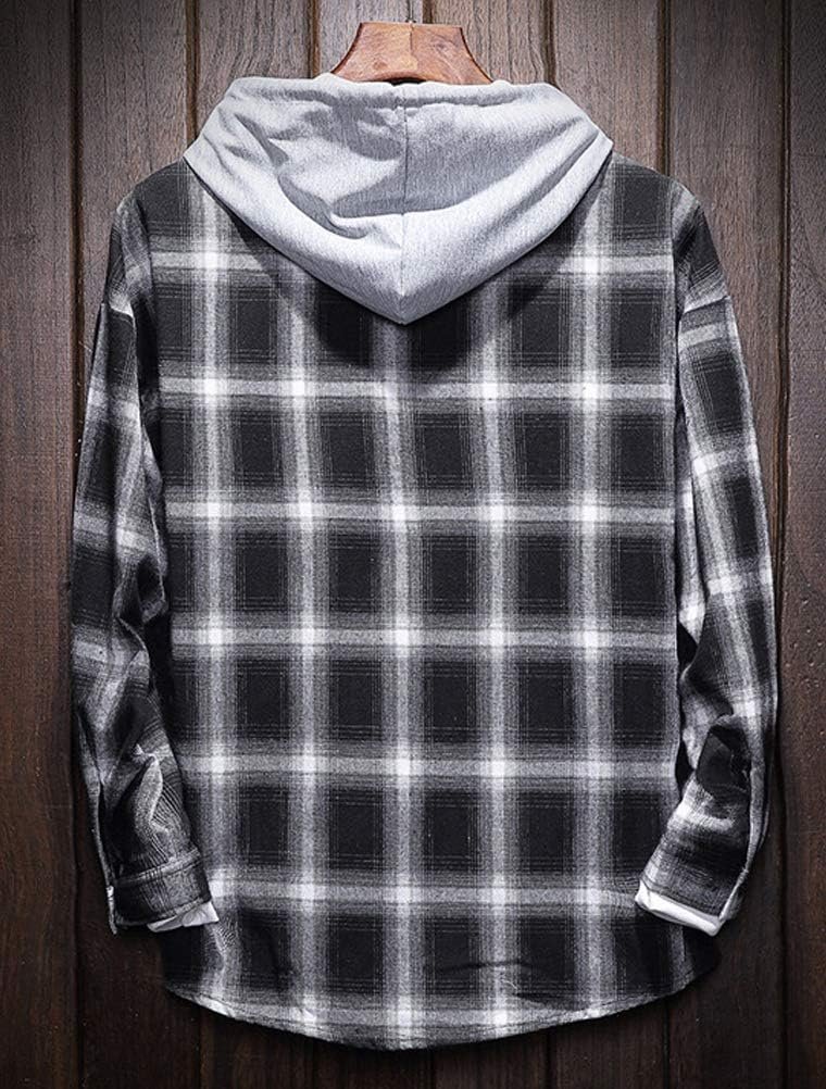 Lavnis Men's Plaid Hooded Shirts Casual Long Sleeve Lightwei... - Image 2