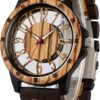 Brown Deep Black Ebony Zebra Wooden Quartz Men's Watch,Foldo...
