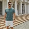 Mens Short Sleeve Henley Shirts Casual Button Tee Shirts Bas...