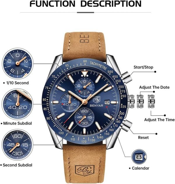 BY BENYAR Watch for Men Analog Quartz Chronograph Waterproof...