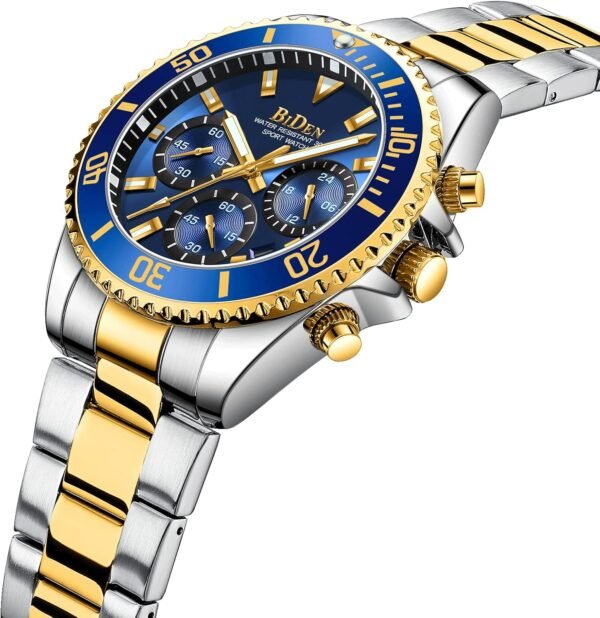 BIDEN Mens Watches Chronograph Stainless Steel Waterproof Da...