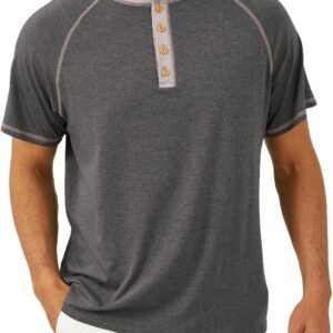 Mens Henley Shirts Short Sleeve Casual Classic Cotton T-Shir...