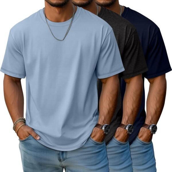 3 Pack Men's Big and Tall T-Shirts, Crew Neck Cotton Short S...