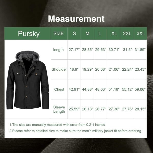 Pursky Men's Canvas Cotton Military Casual Field Jacket Oute...