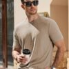JMIERR Mens T-Shirt Casual Stretch Solid Crewneck Short Slee...