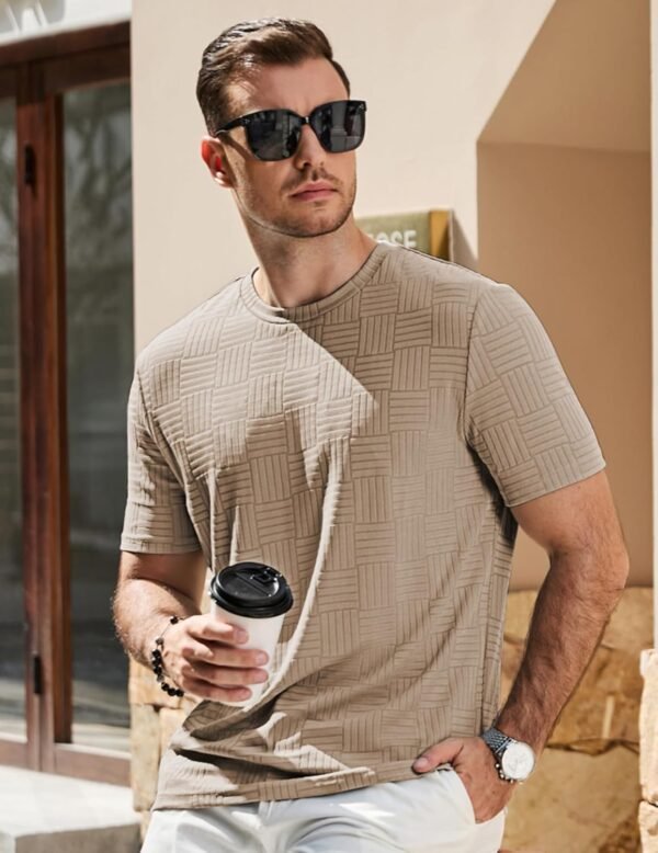 JMIERR Mens T-Shirt Casual Stretch Solid Crewneck Short Slee...