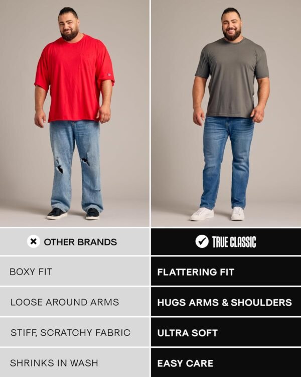 True Classic Mens T-Shirts - Short Sleeve Crew Neck Plain No...