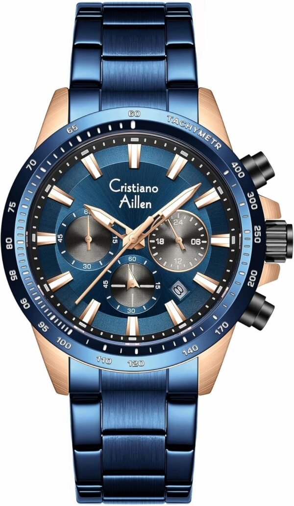 Watches for Men Stainless Steel Waterproof Analog Quartz Chr...