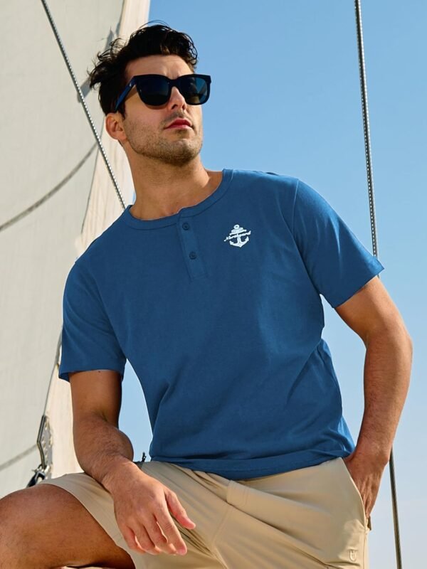 NORTHYARD Men's Henley Shirts Casual Short Sleeve Heavy Cott...