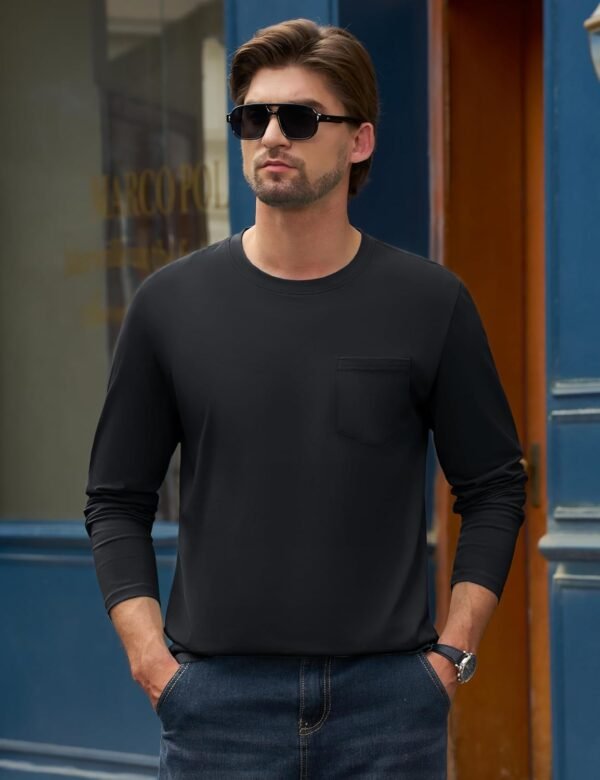 Cotrasen Men's Long Sleeve T-Shirts Cotton Casual T Shirts f...