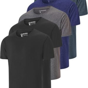 5 Pack Men's Dry Fit T Shirts Athletic Running Gym Workout S...