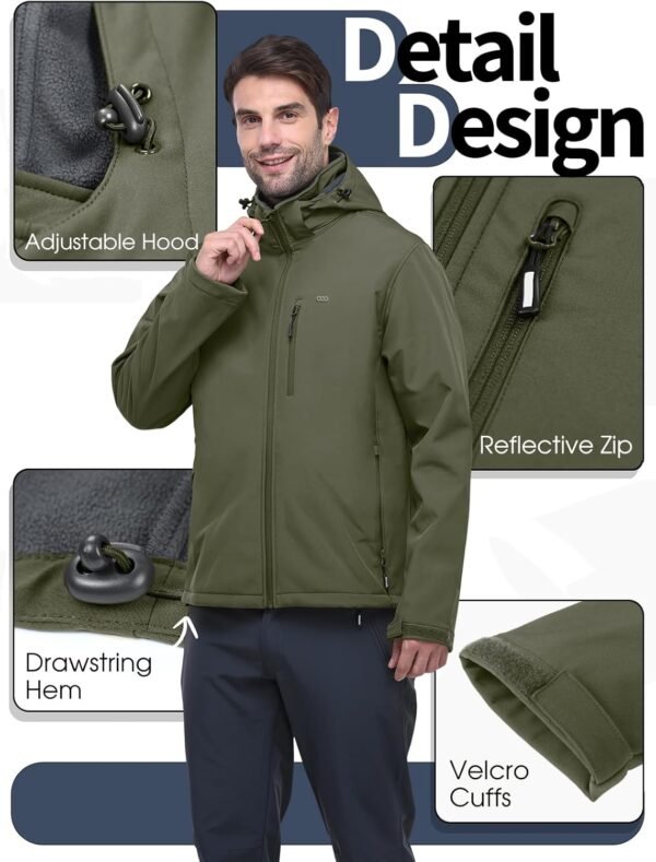 33,000ft Men's Softshell Jacket with Hood Fleece Lined Windb...