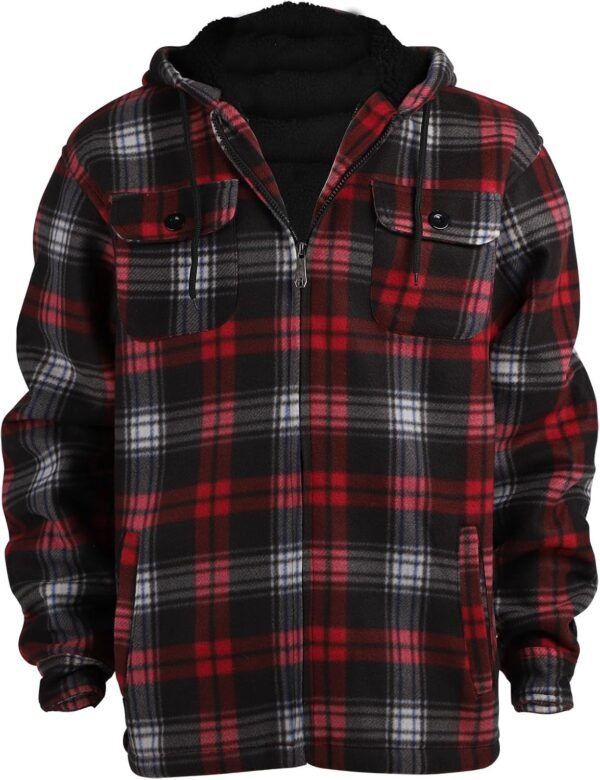 TanBridge Men's Flannel Plaid Jacket Full Zip Fleece Flannel...