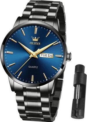 OLEVS Mens Gold Watches Waterproof Stainless Steel Lightweig...