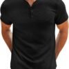RQP Men's Henley Shirts Short Sleeve Waffle Stretch T Shirts...