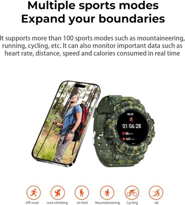 MIDDOW Military Smart Watch with Flashlight (Answer/Make Cal...