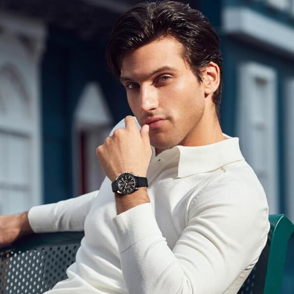 BENYAR Mens Watches Quartz Movement Chronograph Leather Stra...