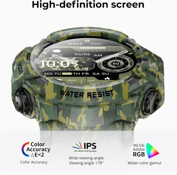 MIDDOW Military Smart Watch with Flashlight (Answer/Make Cal...