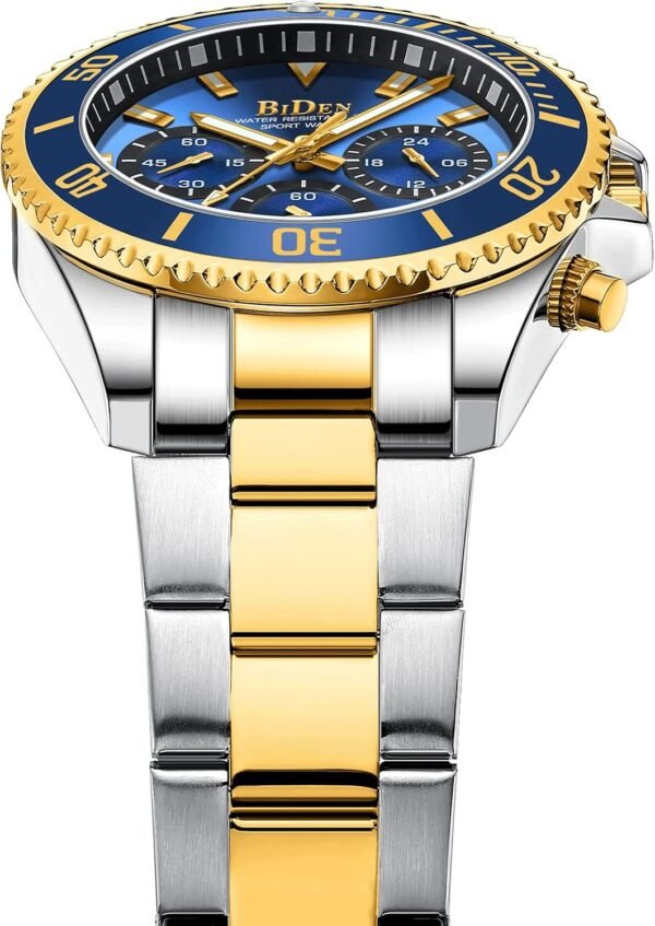BIDEN Mens Watches Chronograph Stainless Steel Waterproof Da...