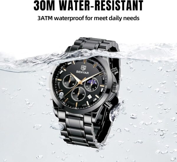 BY BENYAR Mens Watches Analog Quartz Chronograph Waterproof ... - Image 4