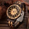 Brown Deep Black Ebony Zebra Wooden Quartz Men's Watch,Foldo...