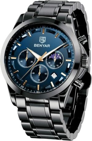 BENYAR Mens Watch Analog Quartz Movement Chronograph Stylish...