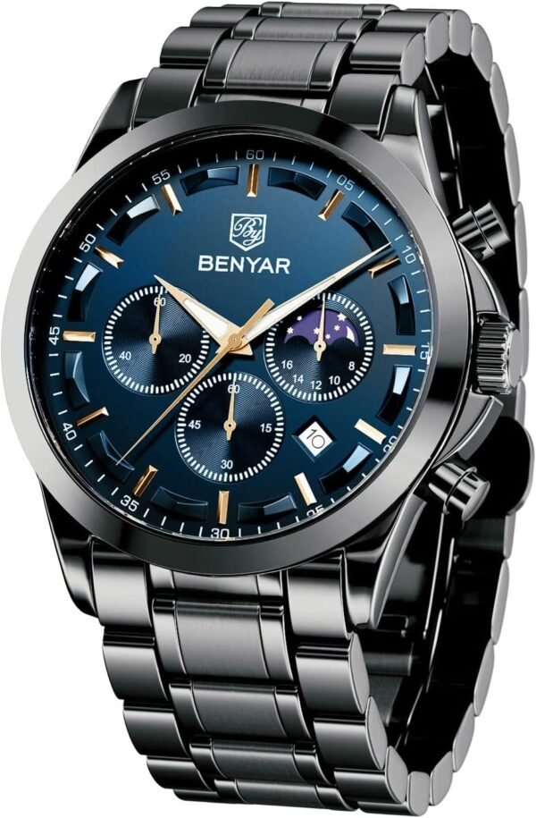 BENYAR Mens Watch Analog Quartz Movement Chronograph Stylish...