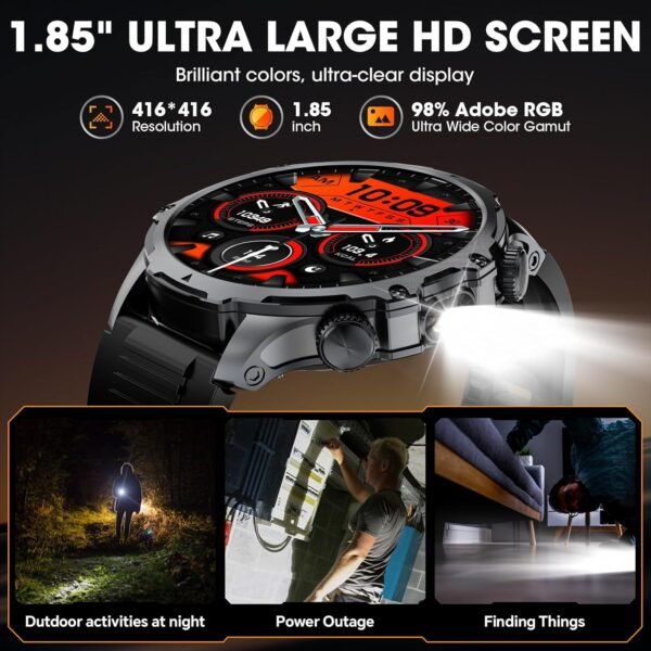 Military Smart Watch for Men (Answer/Make Call), 1,85" HD To...