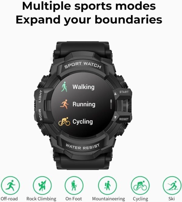 MIDDOW Military Smart Watch with Flashlight (Answer/Make Cal...