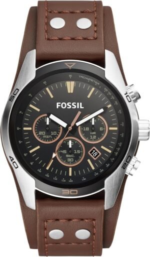 Fossil Men's Coachman Quartz Stainless Steel and Leather Chr...