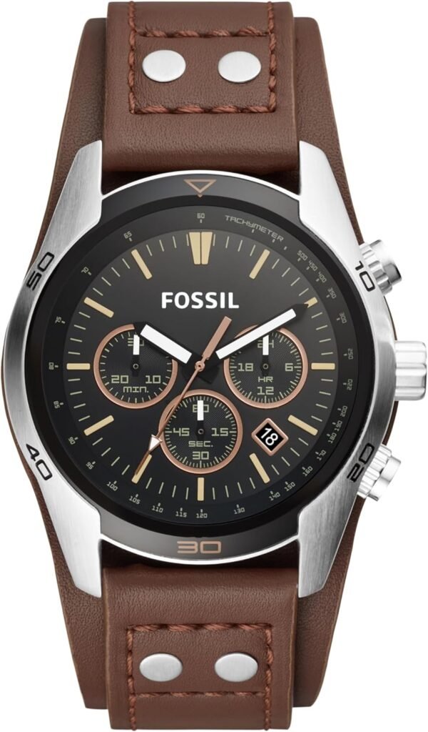 Fossil Men's Coachman Quartz Stainless Steel and Leather Chr...
