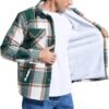 Men's Cotton Flannel Shirt Jacket Fleece Lined Long Sleeve P...