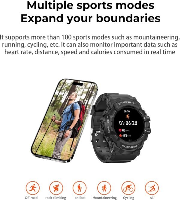 MIDDOW Military Smart Watch with Flashlight (Answer/Make Cal...